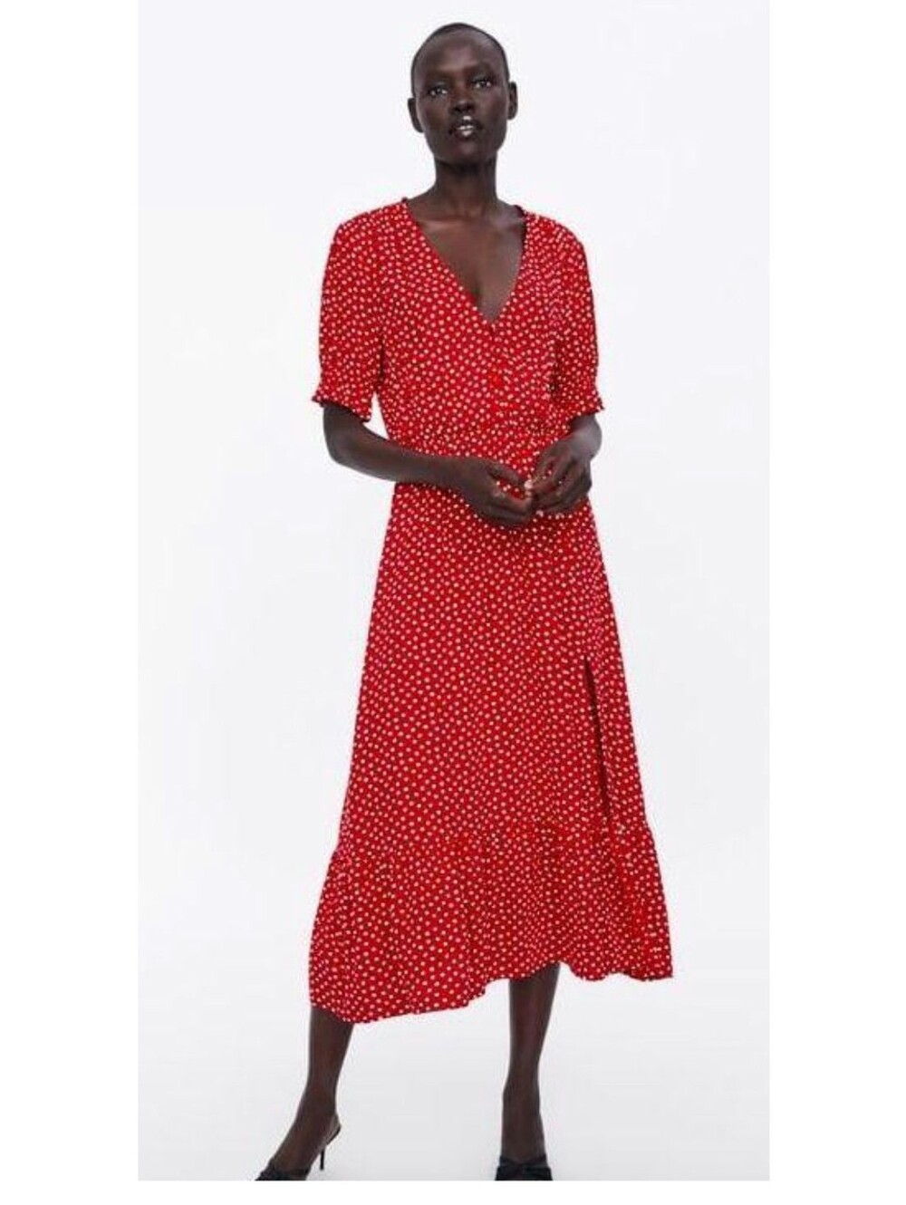 Zara Red and White Polka Dot Maxi Dress